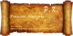 Panczer Kaplony névjegykártya